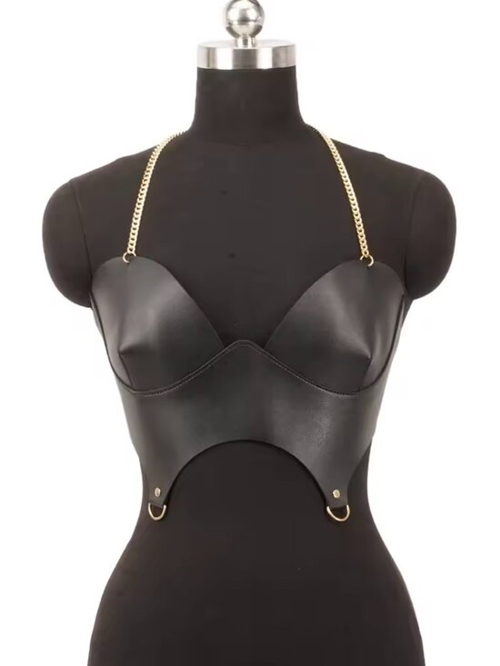Women Punk Pu Leather Corset Top Black Corset Fashion Corset Harness main image 4